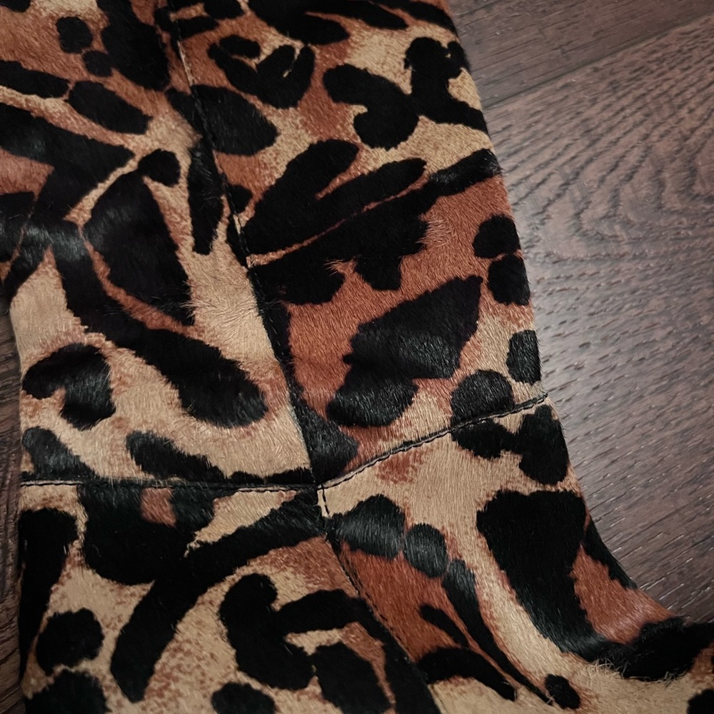 Louise Et Cie Zenia Genuine Calf Hair Knee High Leopard Print Block Heel Boots 7 - Picture 9 of 15